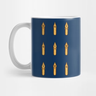 Nine Dip Pen Nibs (Navy and Yellow Ochre) Mug